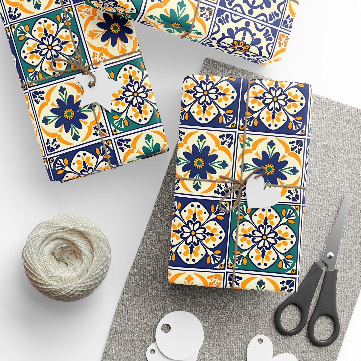Mexican Talavera Wrapping Paper - Pattern Floral Green