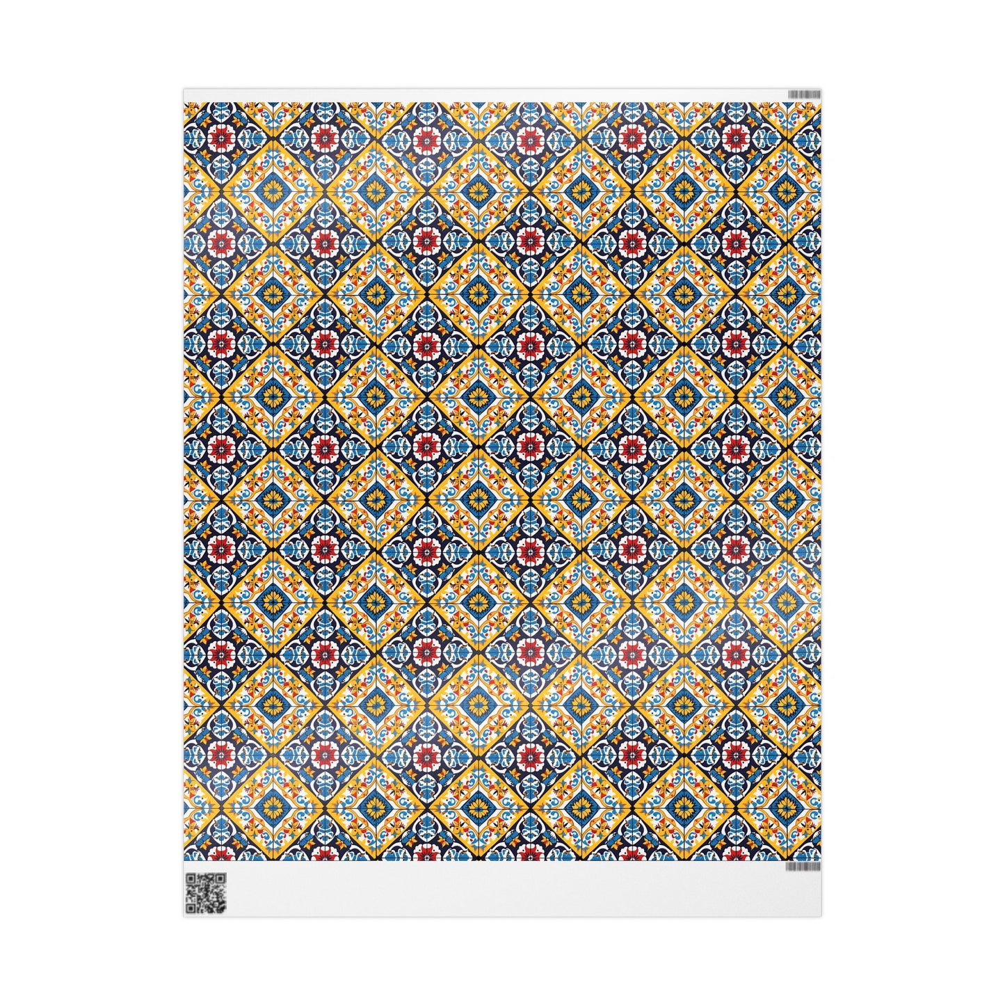 Mexican Talavera Wrapping Paper - Pattern Blue Yellow