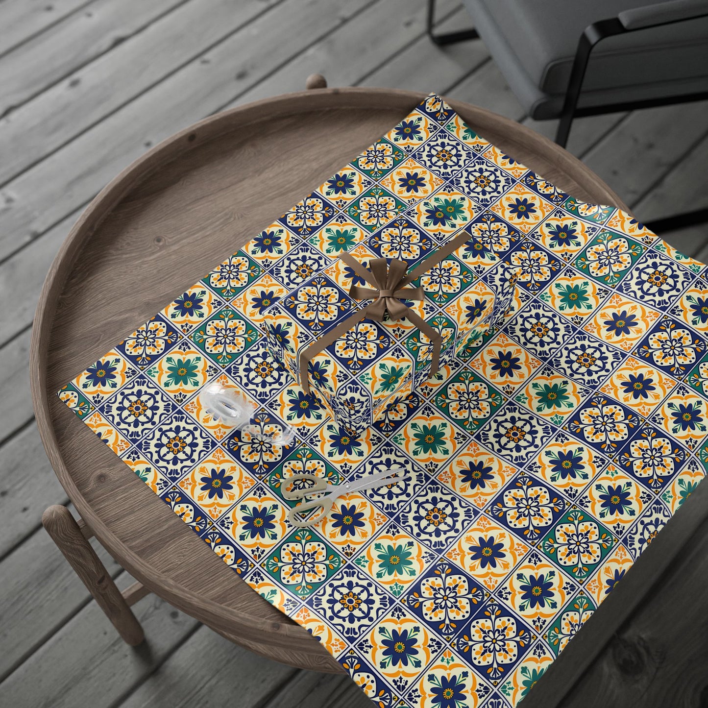 Mexican Talavera Wrapping Paper - Pattern Floral Green