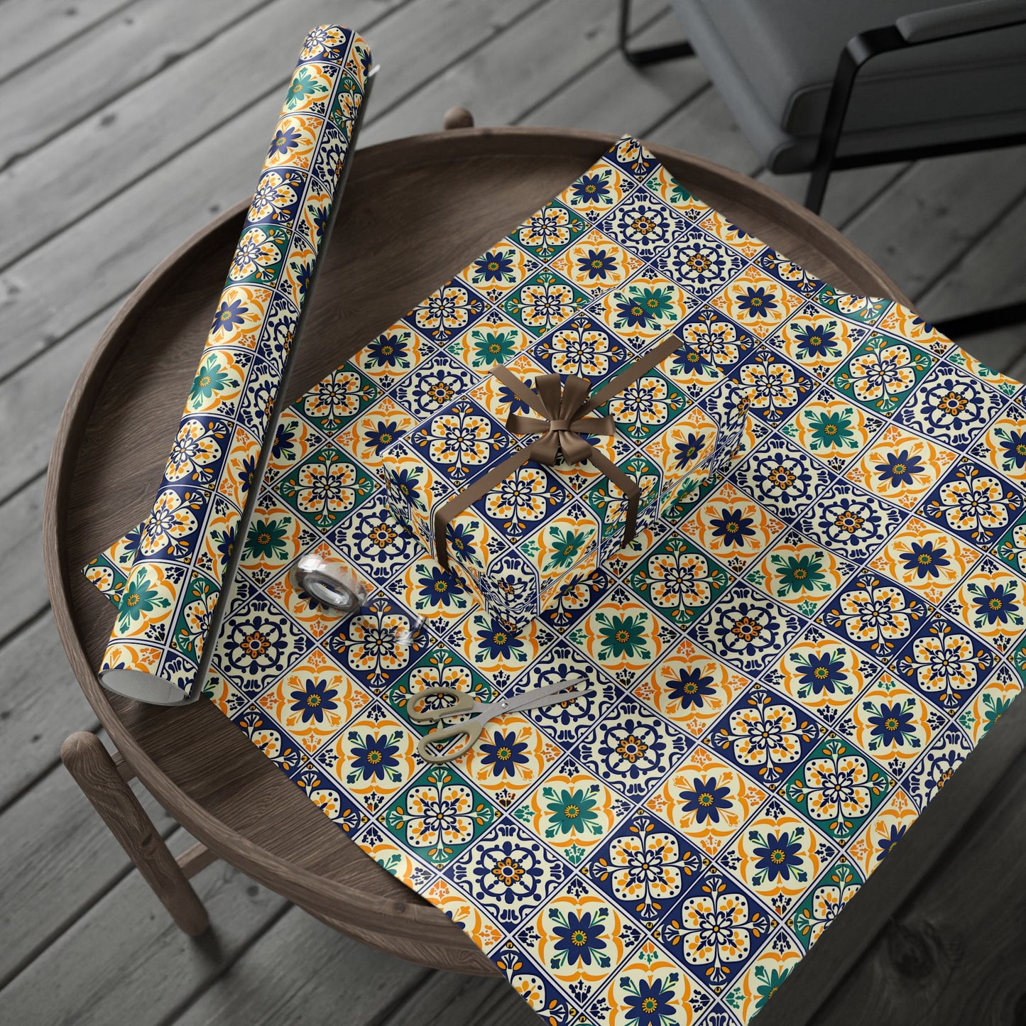 Mexican Talavera Wrapping Paper - Pattern Floral Green