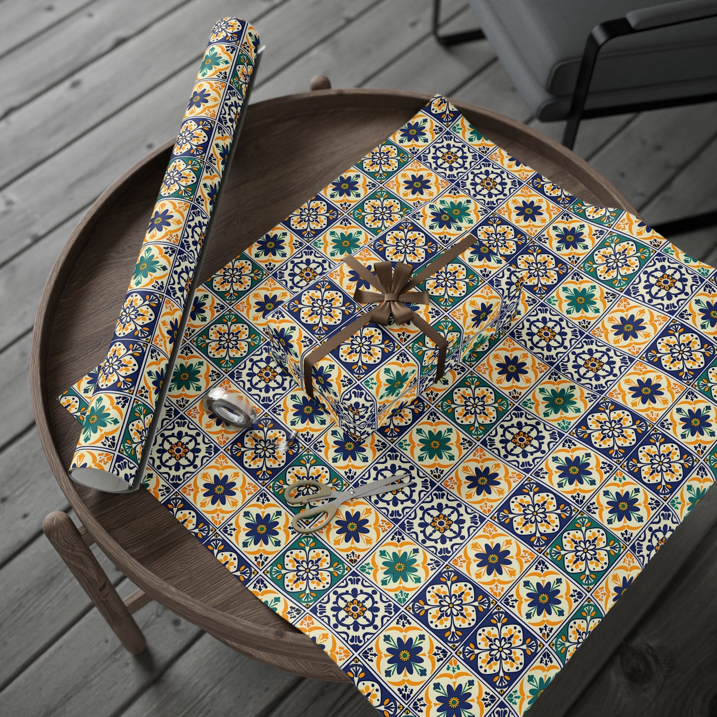 Mexican Talavera Wrapping Paper - Pattern Floral Green