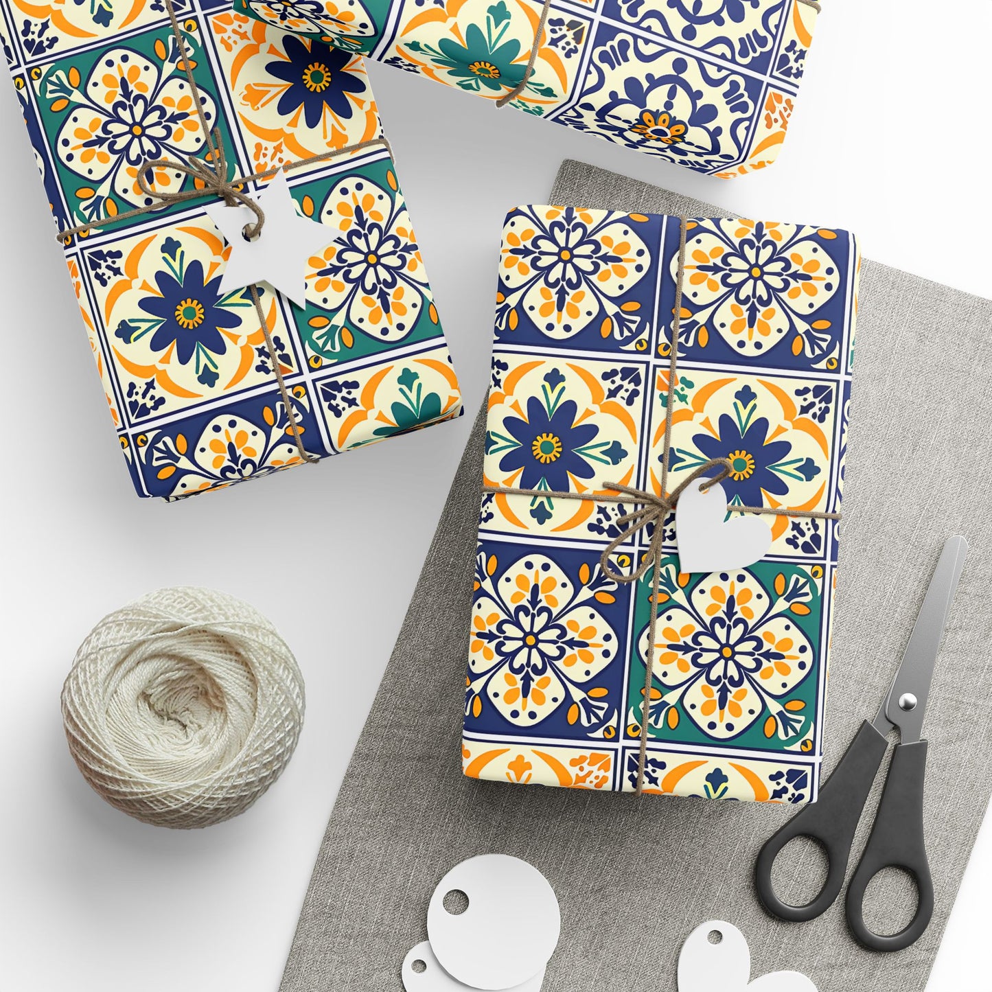 Mexican Talavera Wrapping Paper - Pattern Floral Green