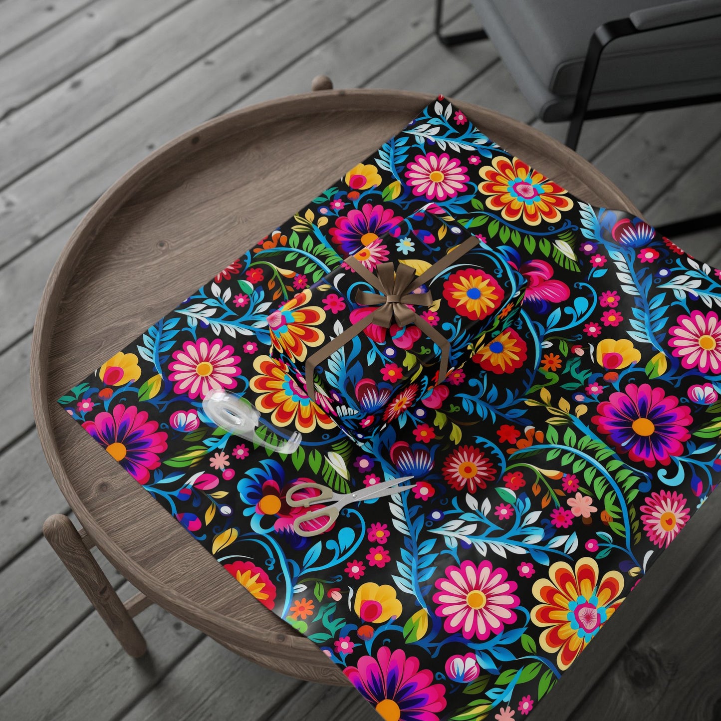Mexican Style Wrapping Paper Dark Floral