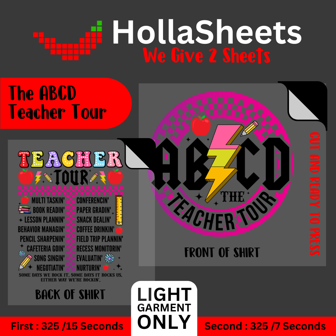 The ABCD Teacher Tour DTF Sheets