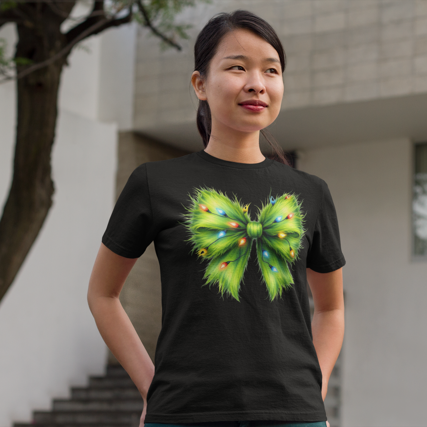 Green Grinch Bow T-Shirt