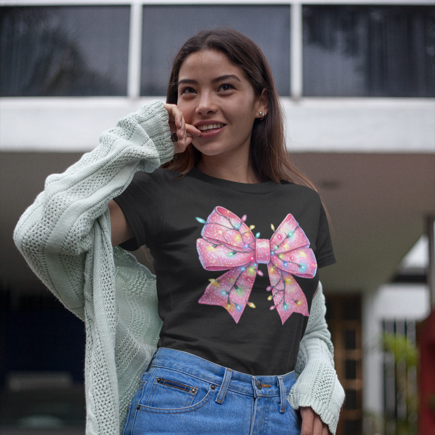 Christmas Pink Fancy Bow T-Shirt