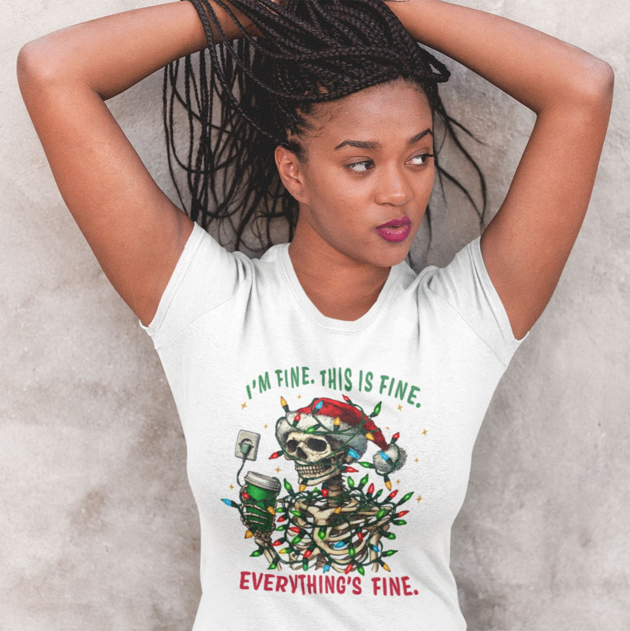 Christmas Skeleton I'm Fine T-Shirt