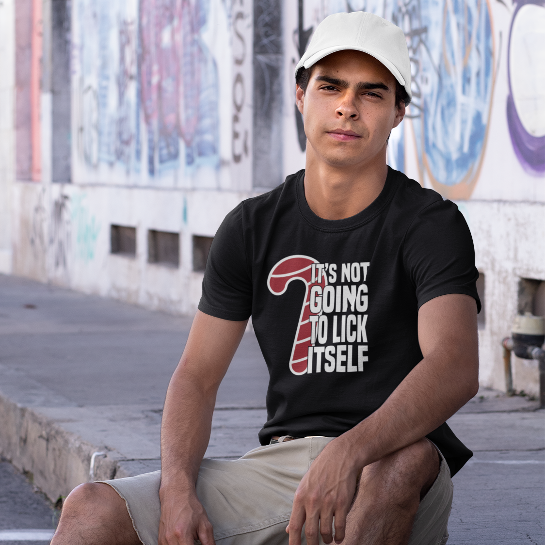 It's not going to Lick Itself Big Cane T-Shirt