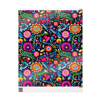 Mexican Style Wrapping Paper Dark Floral
