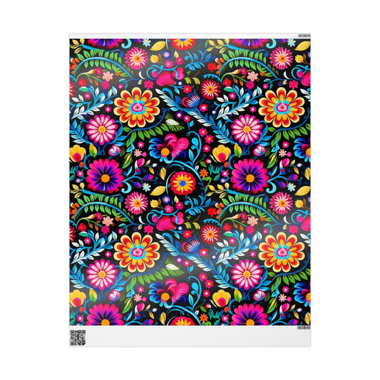 Mexican Style Wrapping Paper Dark Floral