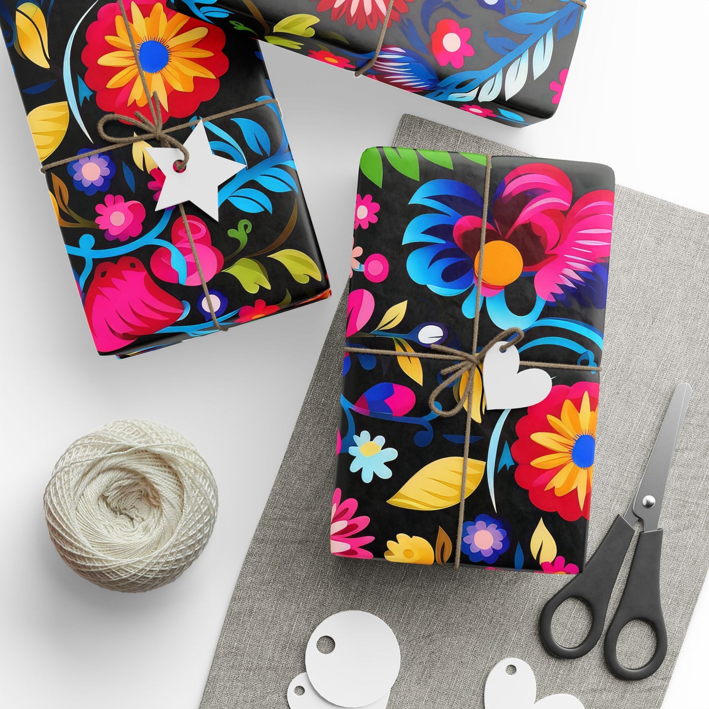 Mexican Style Wrapping Paper Dark Floral