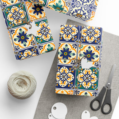 Mexican Talavera Wrapping Paper - Pattern Floral Green