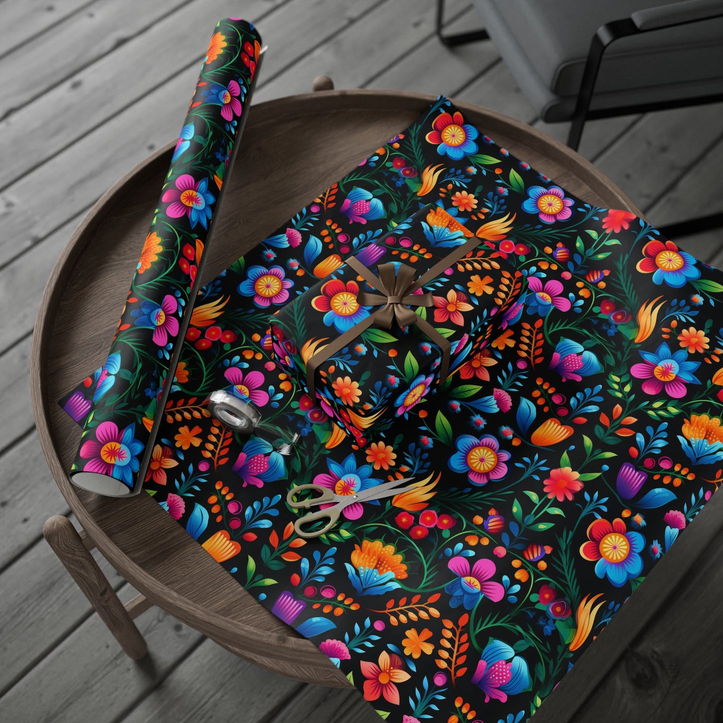 Hispanic Floral Pattern Wrapping Paper