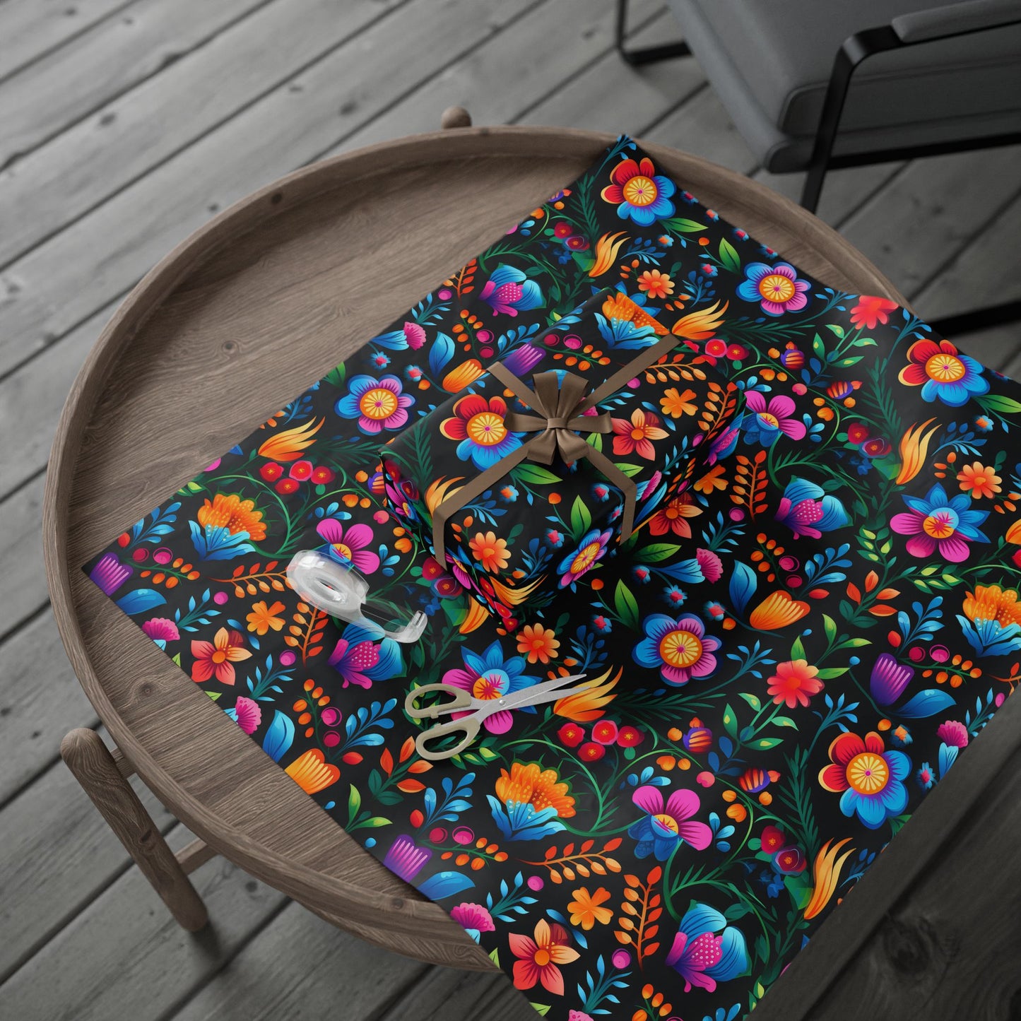 Hispanic Floral Pattern Wrapping Paper