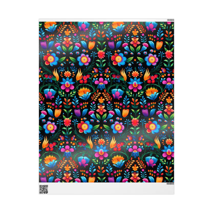 Hispanic Floral Pattern Wrapping Paper
