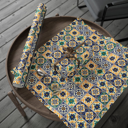 Mexican Talavera Wrapping Paper - Pattern Floral Green