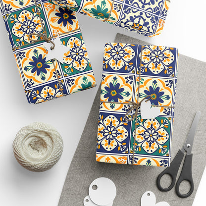 Mexican Talavera Wrapping Paper - Pattern Floral Green