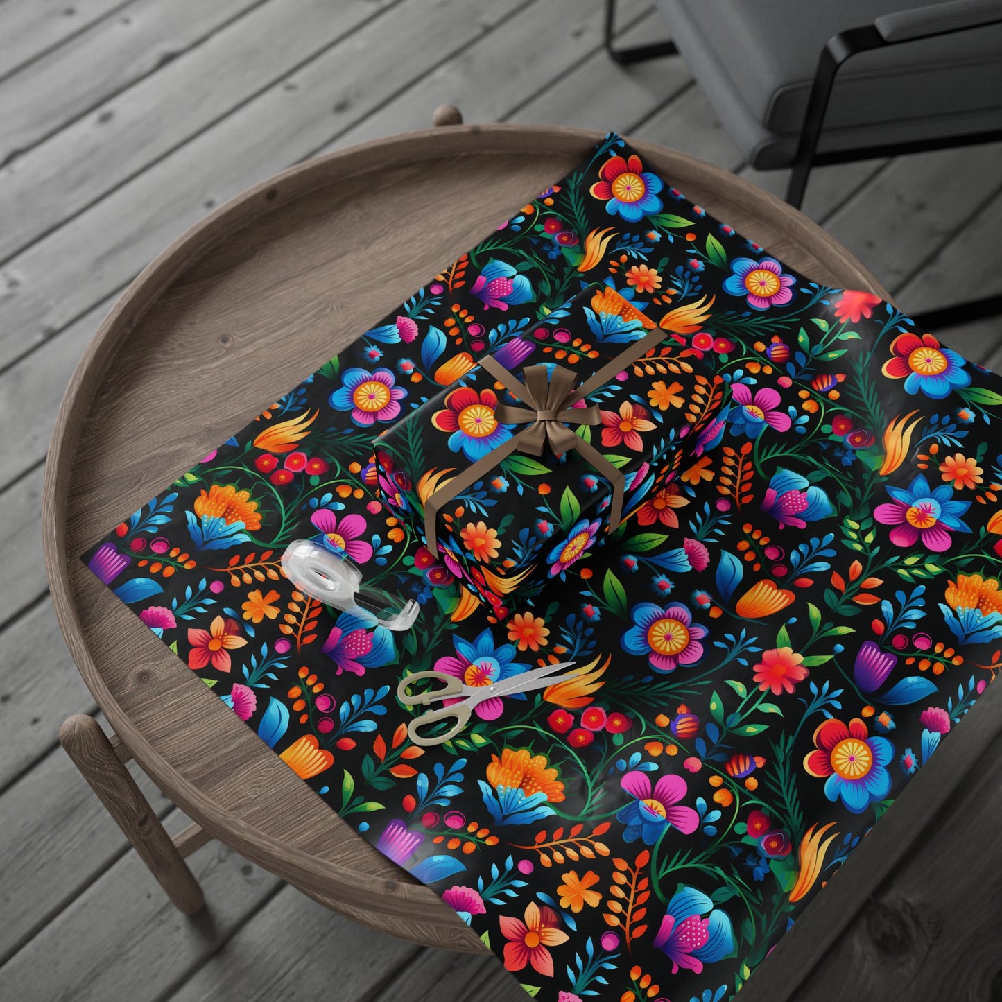 Hispanic Floral Pattern Wrapping Paper