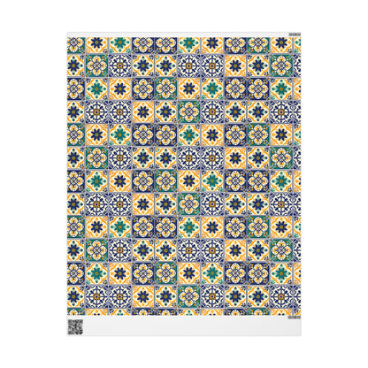 Mexican Talavera Wrapping Paper - Pattern Floral Green