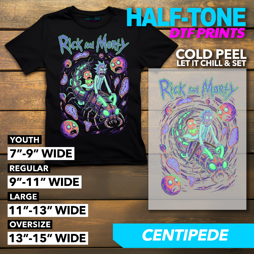 Half-Tone Rick and Morty DTF Print