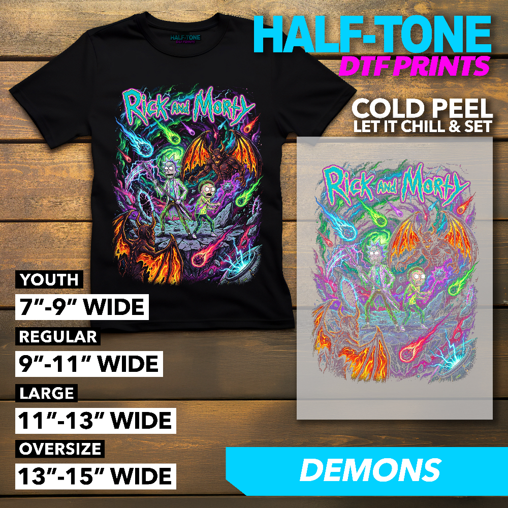 Half-Tone Rick and Morty DTF Print