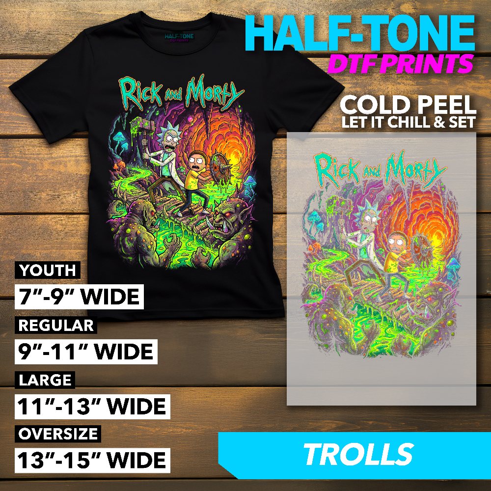 Half-Tone Rick and Morty DTF Print